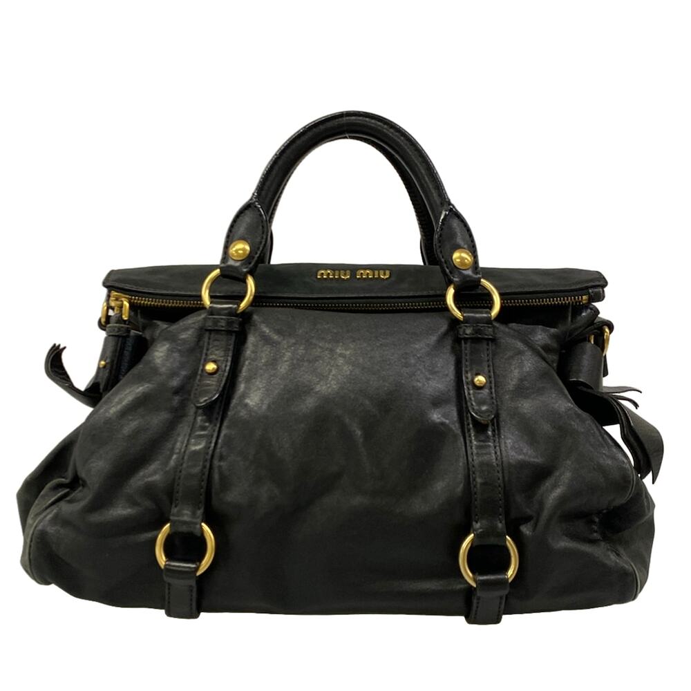 Miu Miu Vitter Lux Handbag Black Gold